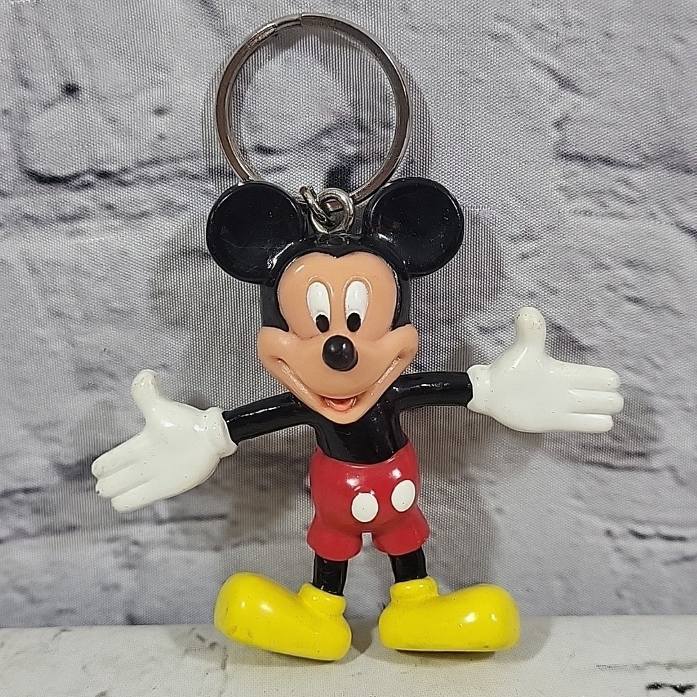 Vintage 90s Disney Mickey Mouse‎ Bendy Figure Keychain Monogram 1993